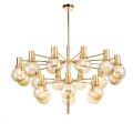 Modern glass Globe gold plated metal Chandelier Pendant Light